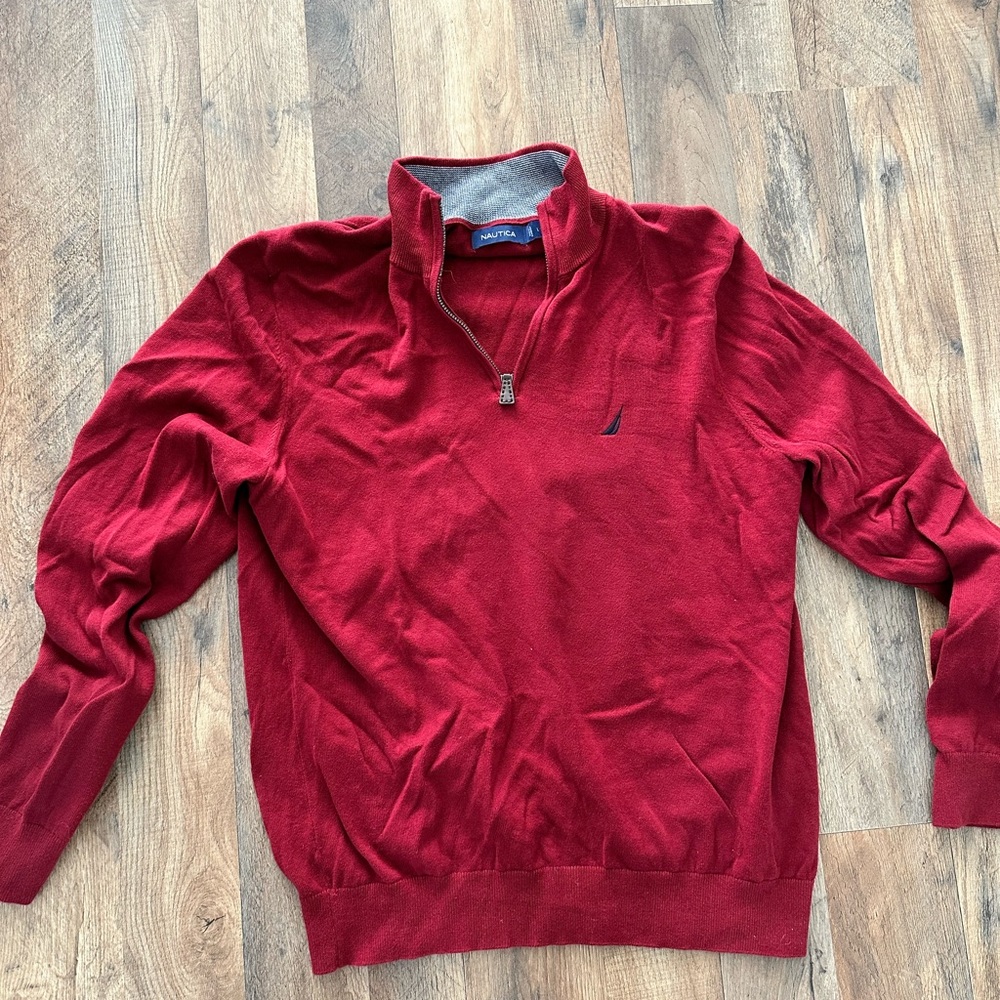 Nautica Men's Zip-Up Red Sweater